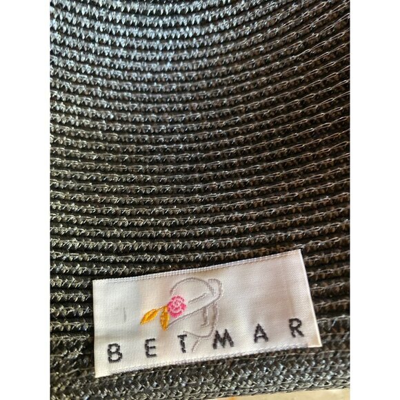 Betmar Black Woven Womans Rimmed Bowler Sun Hat One Size - Picture 4 of 6
